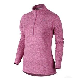 Nike Dri Fit Womens Running Half Zip Long Sleeve Pullover Top Heathered Pink M